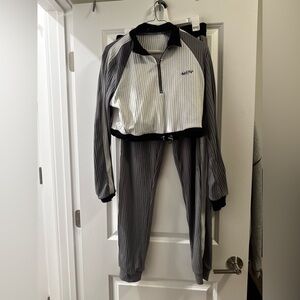 Maniere De Voir White and Gray Track Suit Set